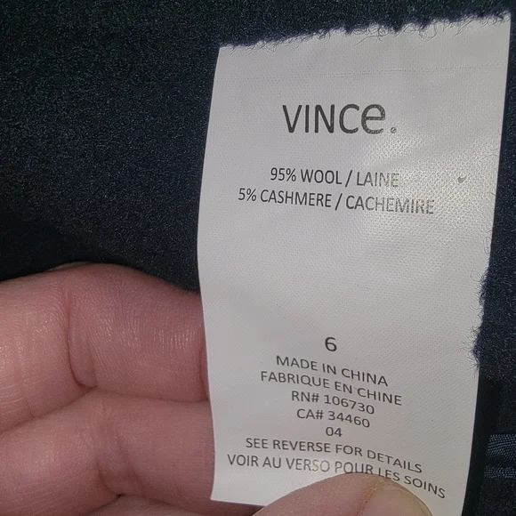 Vince Melton Coastal Navy Blue Peacoat Wool/Cashmere Blend